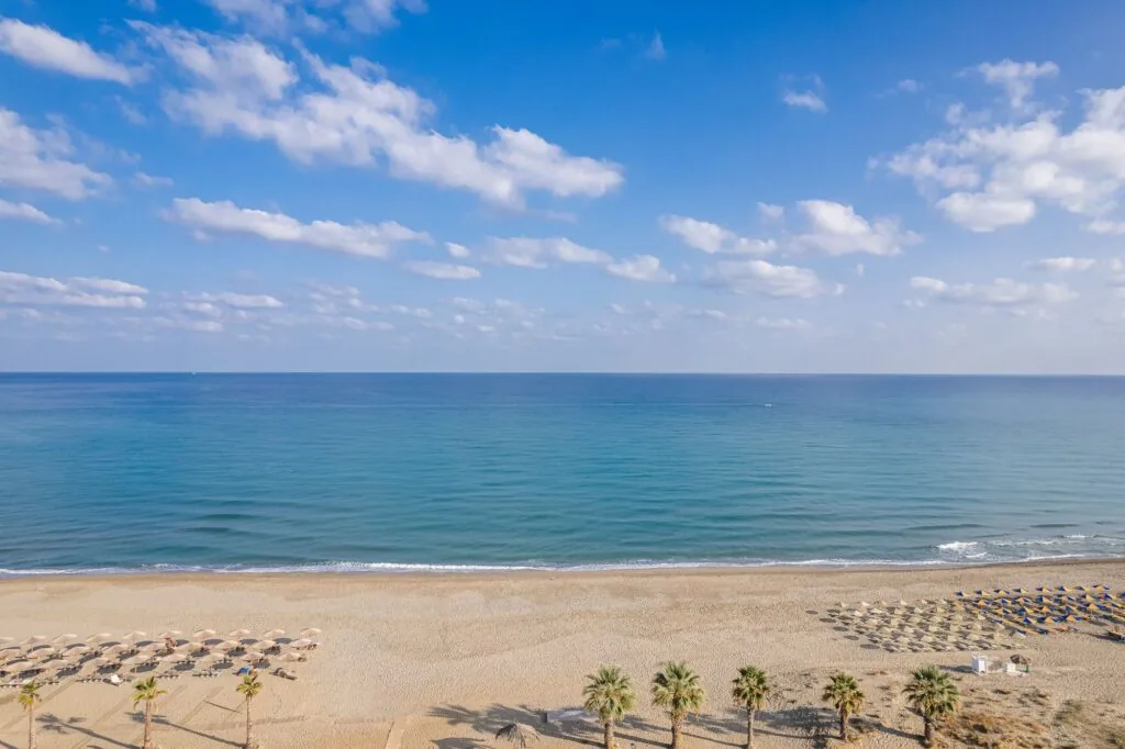 The beach in front of Domenica Apartments