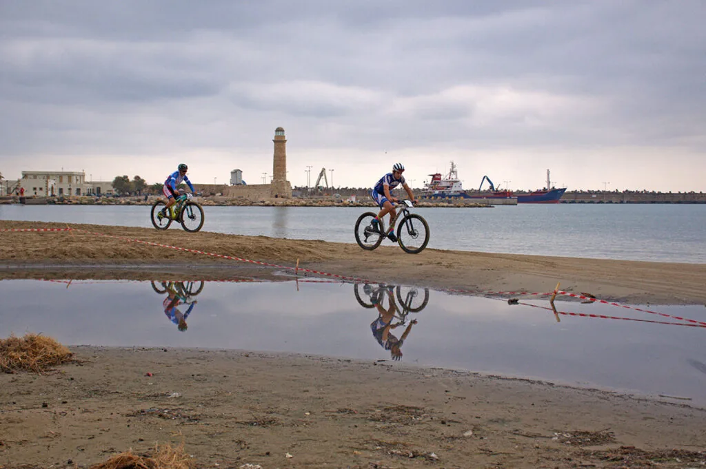Cycling along the Rethymno seafront