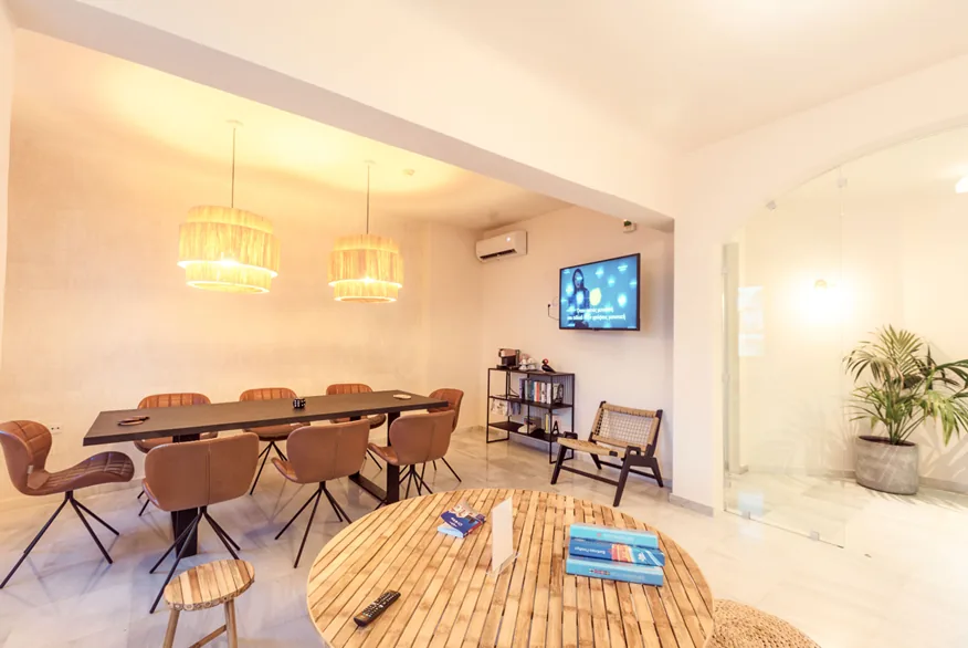 Coworking lobby meeting table